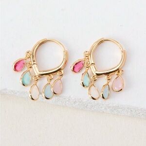 Elegant Multicolor Teardrop hoop R58